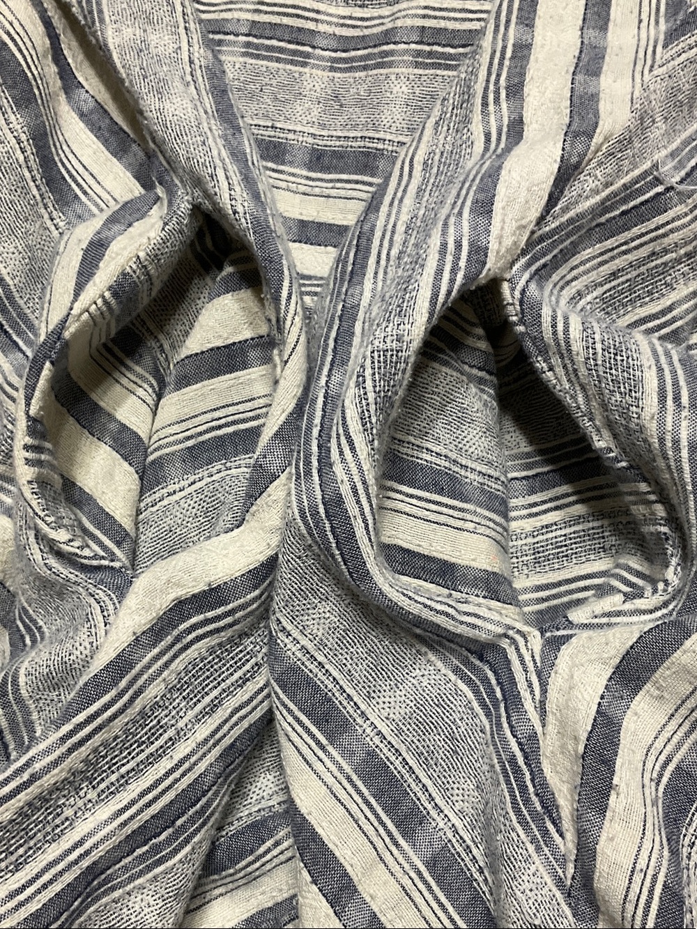 Umgee Blue and White Striped Tunic with Lace Yoke - Picture 9 of 10